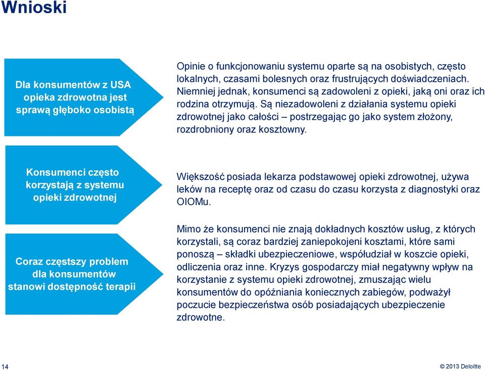 Są niezadowoleni z działania systemu opieki zdrowotnej jako całości postrzegając go jako system złożony, rozdrobniony oraz kosztowny.