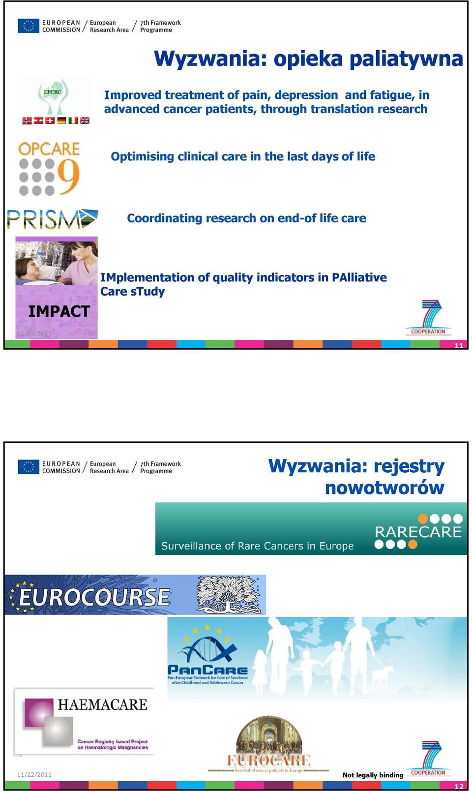 last days of life Coordinating research on end-of life care IMPACT IMplementation of