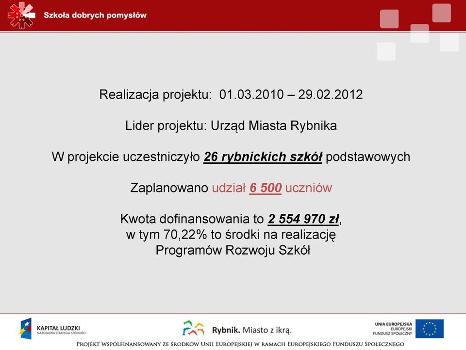 26 rybnickich szkół podstawowych Zaplanowano udział 6 500 uczniów