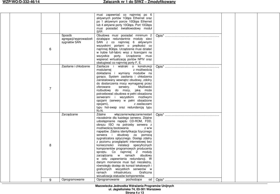 Obudowa musi posiadać minimum działające redundantnie moduły sieci SAN z co najmniej 6 aktywnymi wszystkimi portami o prędkości co najmniej 8Gbps.