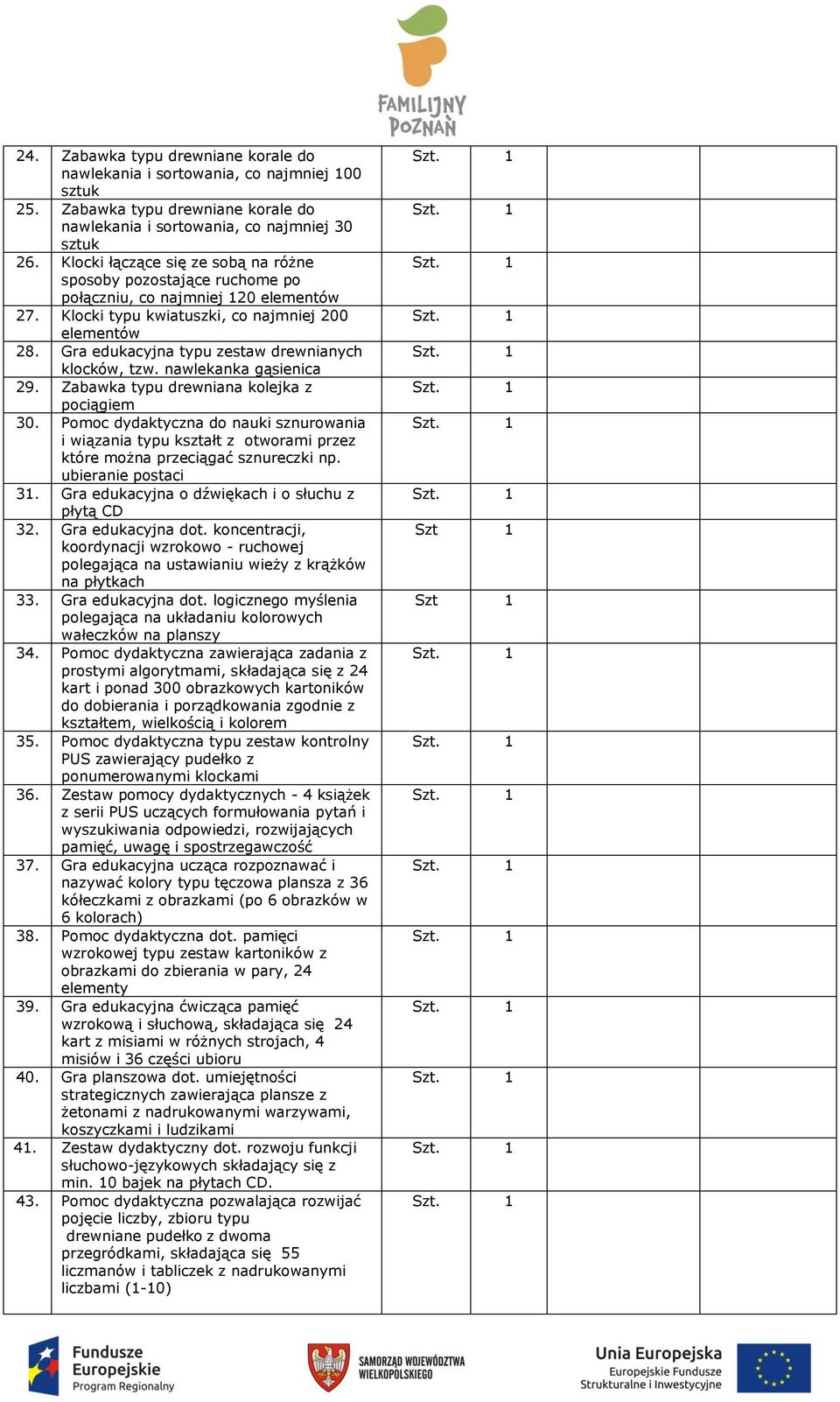 Gra edukacyjna typu zestaw drewnianych klocków, tzw. nawlekanka gąsienica 29. Zabawka typu drewniana kolejka z pociągiem 30.