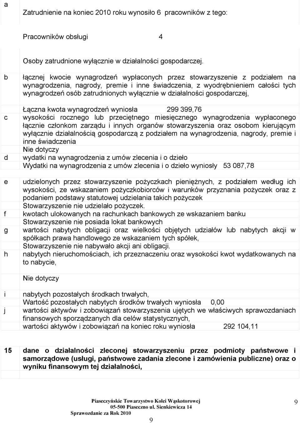 zatrudnionych wyłącznie w działalności gospodarczej, Łączna kwota wynagrodzeń wyniosła 299 399,76 wysokości rocznego lub przeciętnego miesięcznego wynagrodzenia wypłaconego łącznie członkom zarządu i