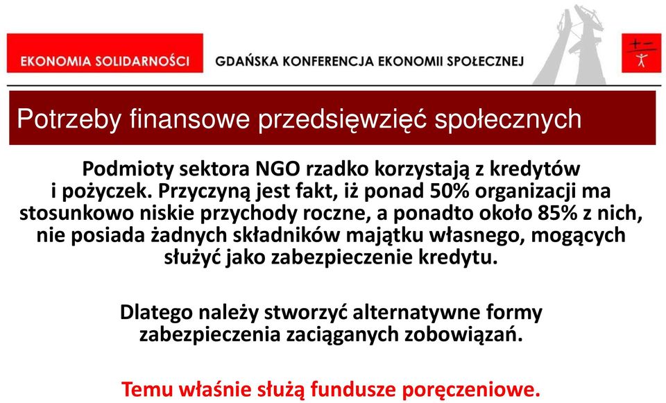 nich, nie posiada żadnych składników majątku własnego, mogących służyć jako zabezpieczenie kredytu.