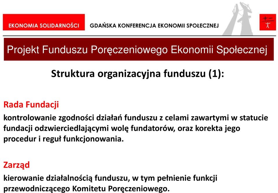 fundatorów, oraz korekta jego procedur i reguł funkcjonowania.