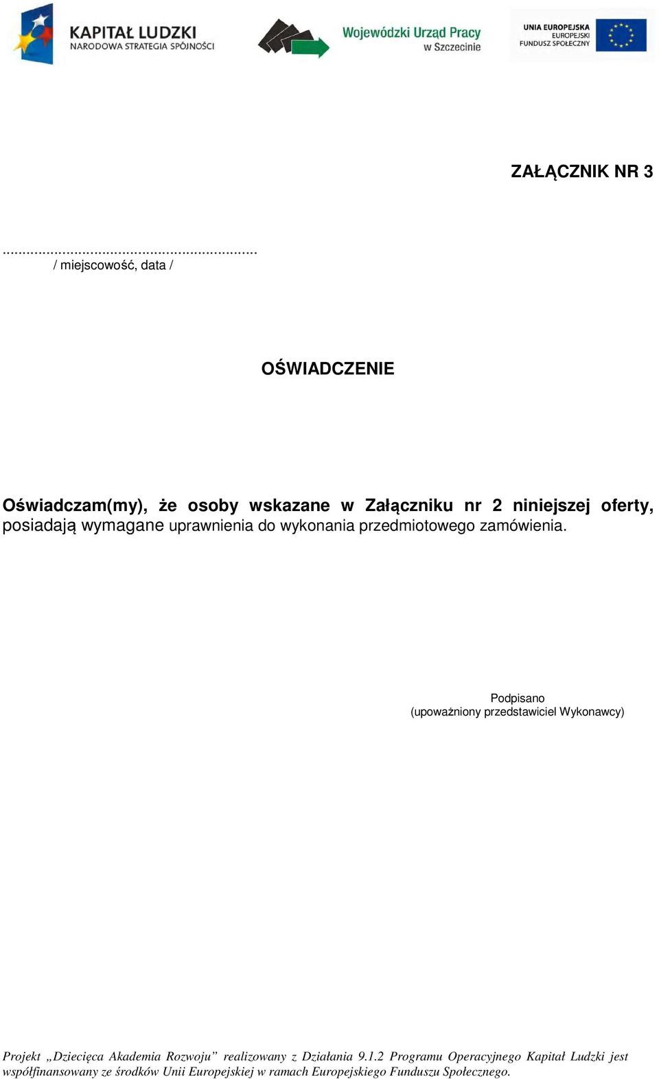 ferty, psiadają wymagane uprawnienia d wyknania przedmitweg zamówienia.