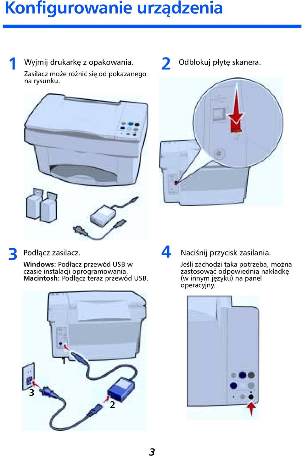 Windows: Podłącz przewód USB w czasie instalacji oprogramowania.