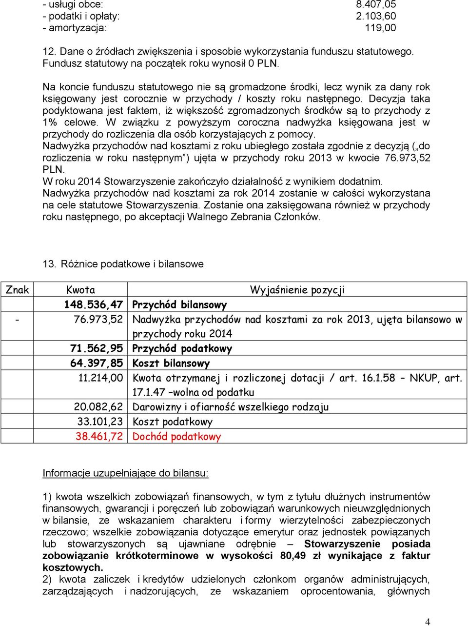 Decyzja taka podyktowana jest faktem, iż większość zgromadzonych środków są to przychody z 1% celowe.