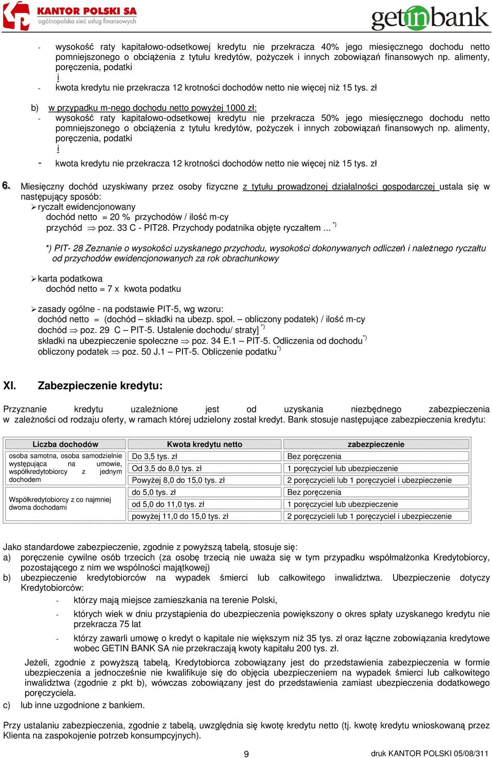 zł b) w przypadku m-nego dochodu netto powyżej 1000 zł: - wysokość raty kapitałowo-odsetkowej kredytu nie przekracza 50% jego miesięcznego dochodu netto pomniejszonego o obciążenia z tytułu kredytów,