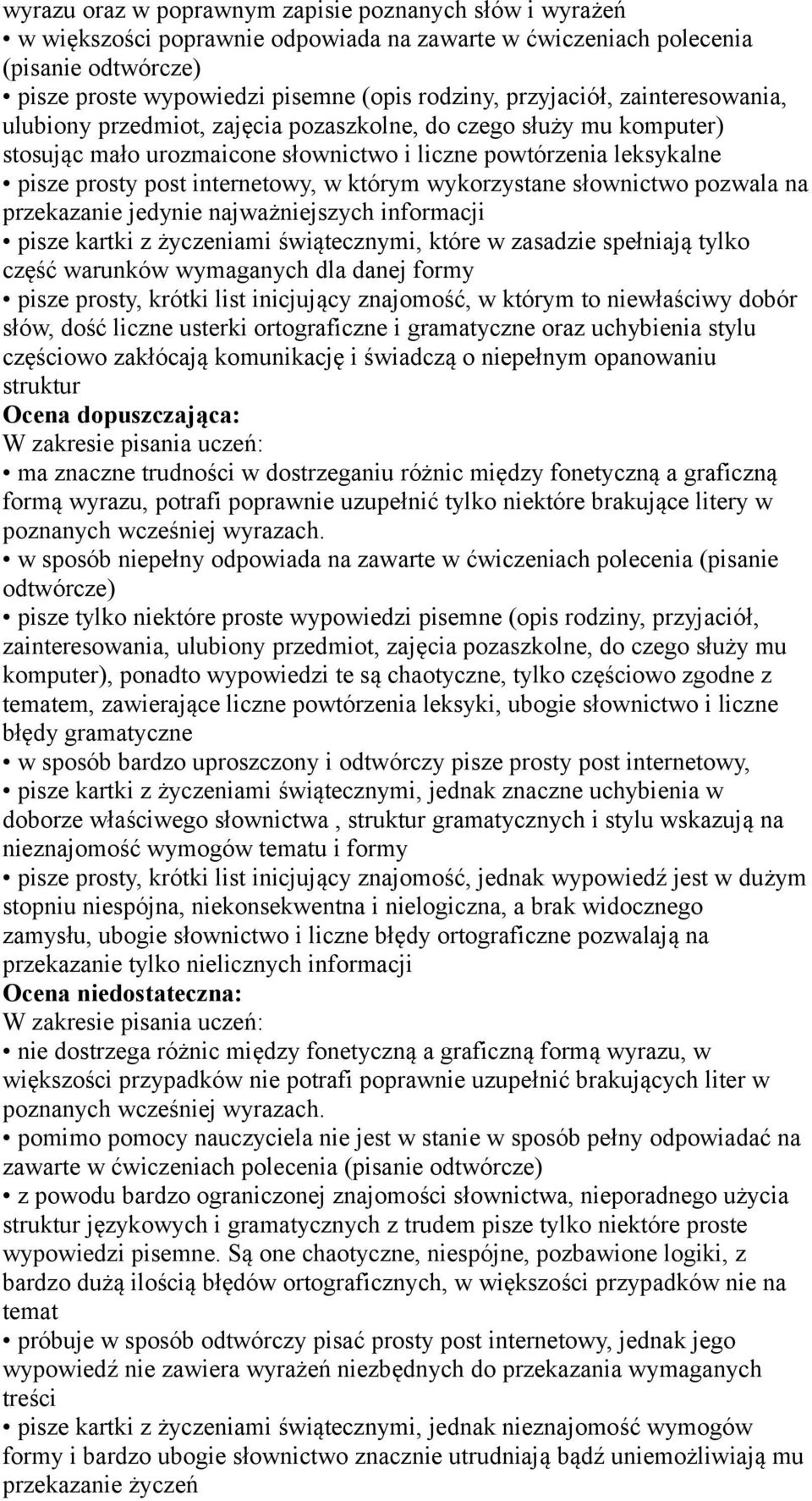 którym wykorzystane słownictwo pozwala na przekazanie jedynie najważniejszych informacji pisze kartki z życzeniami świątecznymi, które w zasadzie spełniają tylko część warunków wymaganych dla danej