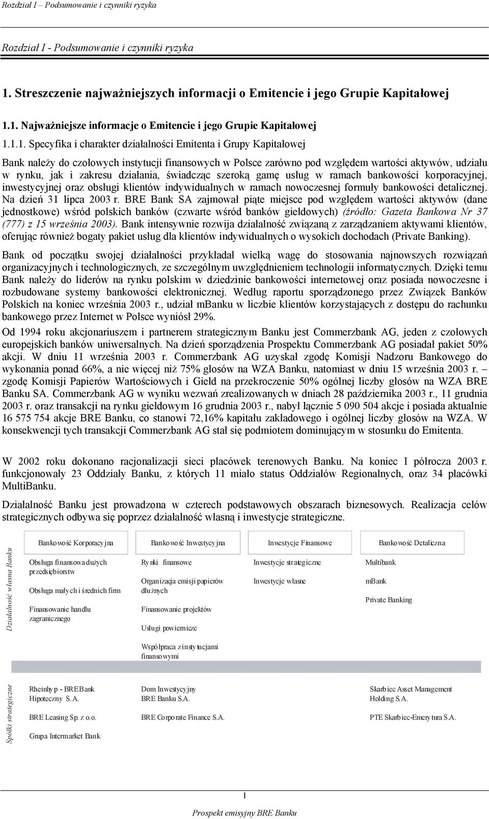 działania, świadcząc szeroką gamę usług w ramach bankowości korporacyjnej, inwestycyjnej oraz obsługi klientów indywidualnych w ramach nowoczesnej formuły bankowości detalicznej.