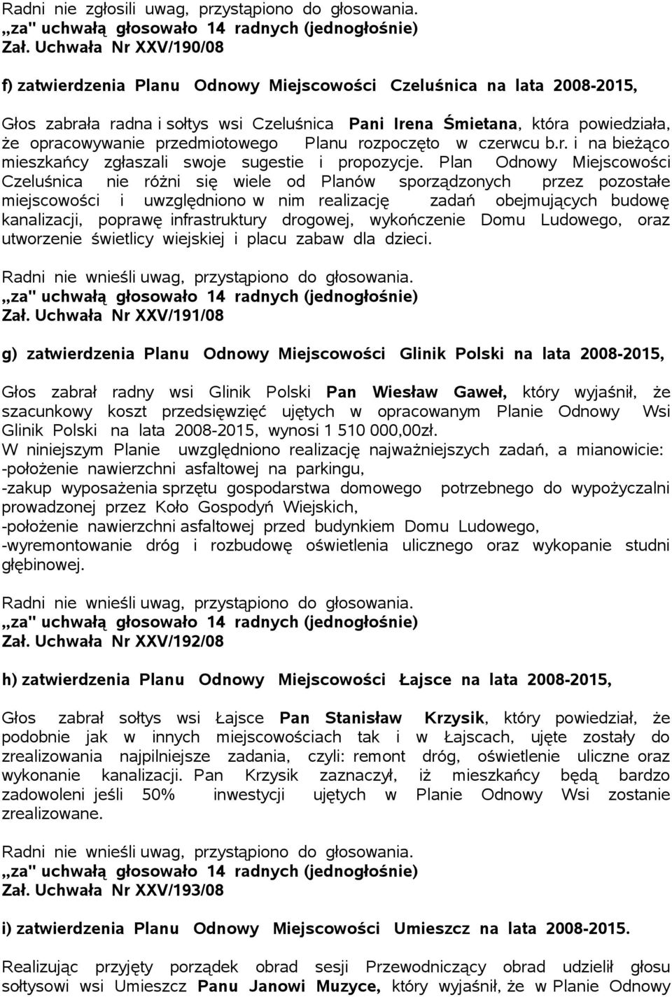 przedmiotowego Planu rozpoczęto w czerwcu b.r. i na bieżąco mieszkańcy zgłaszali swoje sugestie i propozycje.