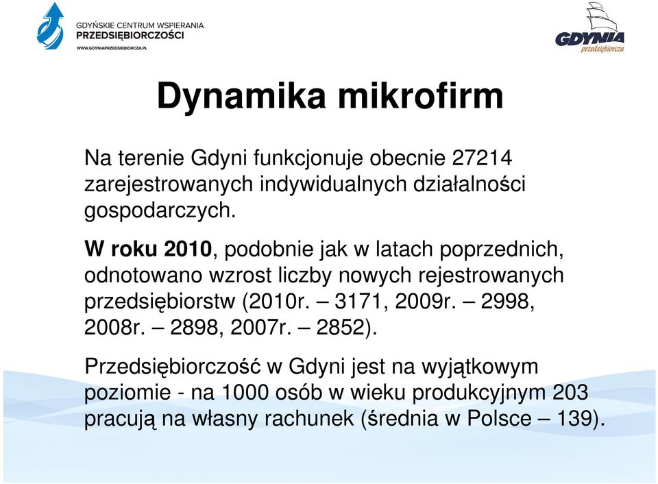 W roku 2010, podobnie jak w latach poprzednich, odnotowano wzrost liczby nowych rejestrowanych