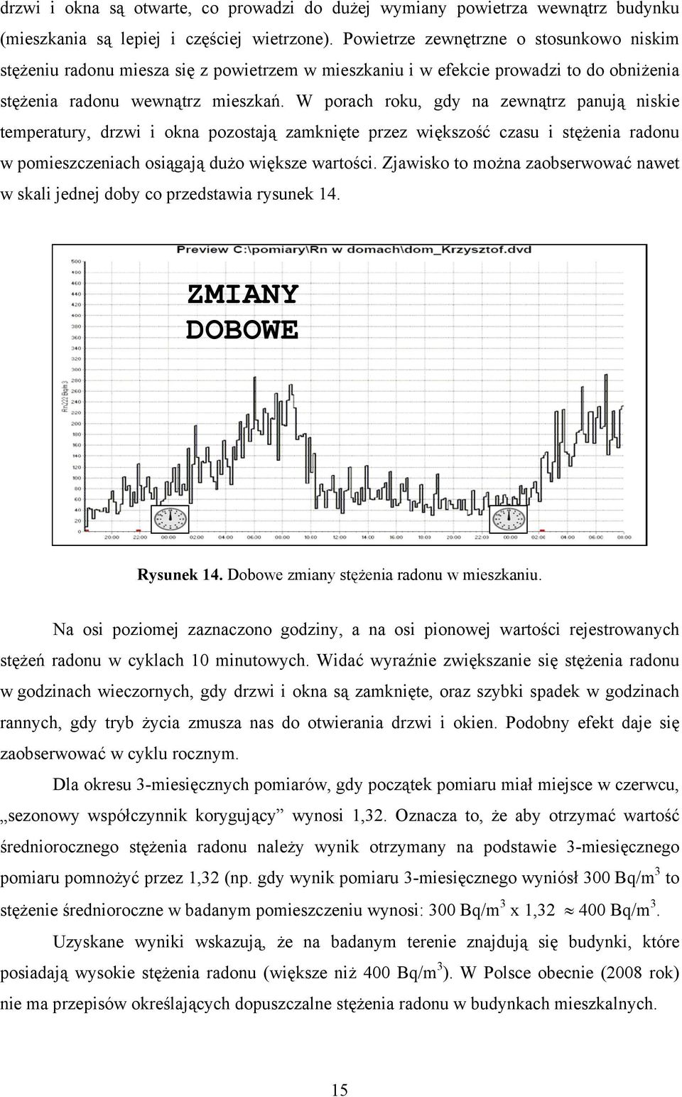 W porach roku, gdy na zewnątrz panują niskie temperatury, drzwi i okna pozostają zamknięte przez większość czasu i stężenia radonu w pomieszczeniach osiągają dużo większe wartości.