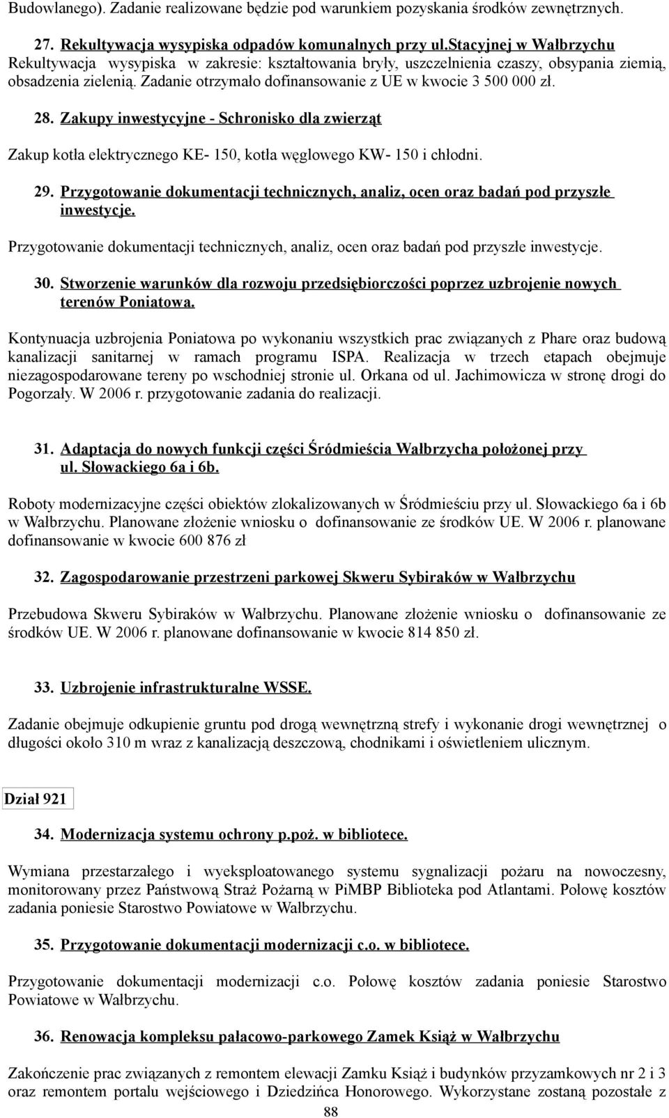 28. Zakupy inwestycyjne - Schronisko dla zwierząt Zakup kotła elektrycznego KE- 150, kotła węglowego KW- 150 i chłodni. 29.