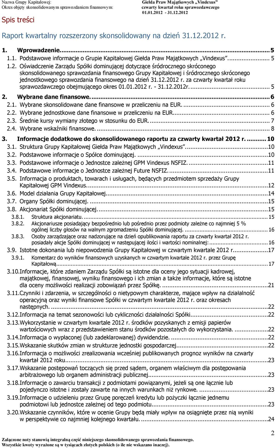 finansowego Grupy Kapitałowej i śródrocznego skróconego jednostkowego sprawozdania finansowego na dzień 31.12.2012 r. za czwarty kwartał roku sprawozdawczego obejmującego okres 01.01.2012 r. - 31.12.2012r.