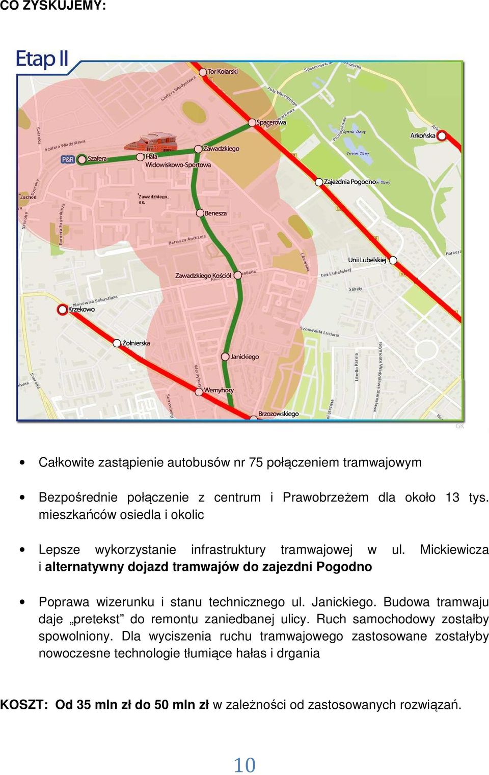 Mickiewicza i alternatywny dojazd tramwajów do zajezdni Pogodno Poprawa wizerunku i stanu technicznego ul. Janickiego.