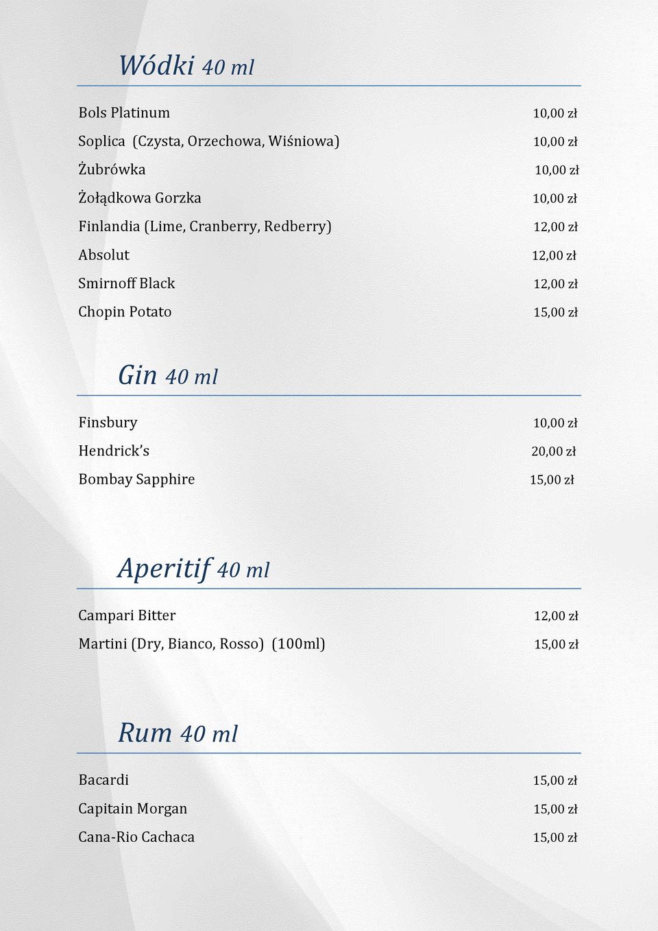 Chopin Potato Gin 40 ml Finsbury Hendrick s Bombay Sapphire Aperitif 40 ml