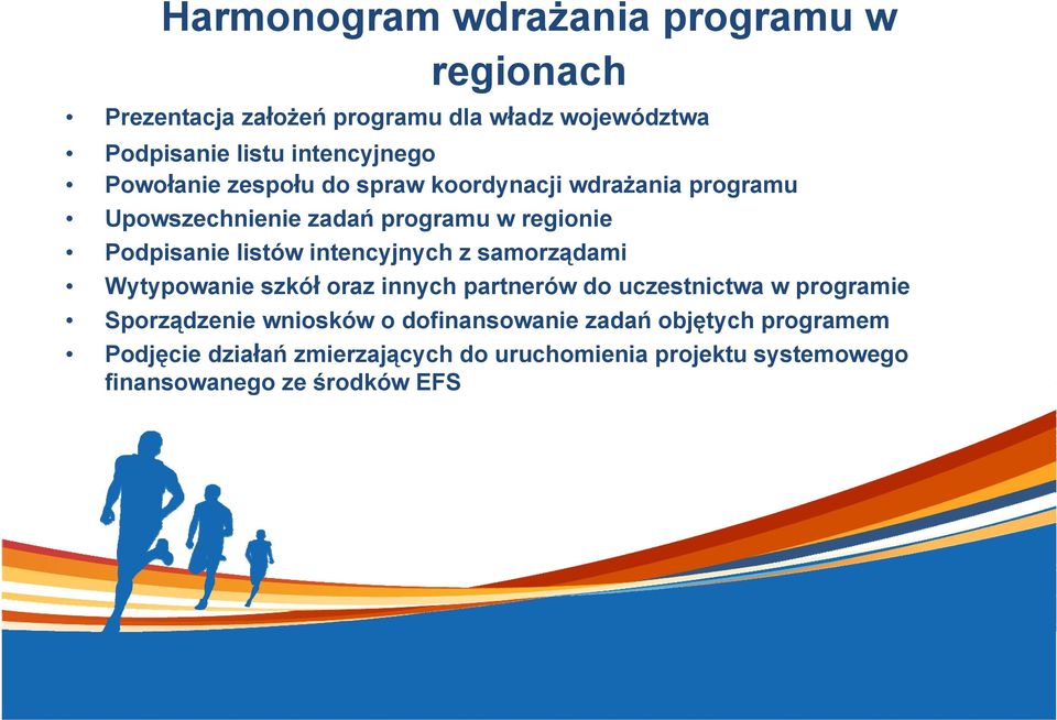 intencyjnych z samorządami Wytypowanie szkó oraz innych partnerów do uczestnictwa w programie Sporządzenie wniosków o