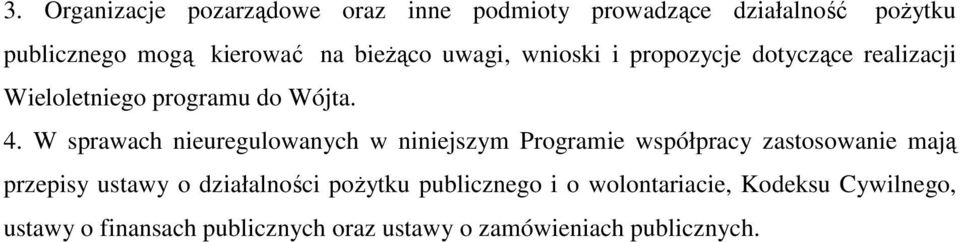 W sprawach nieuregulowanych w niniejszym Programie współpracy zastosowanie mają przepisy ustawy o