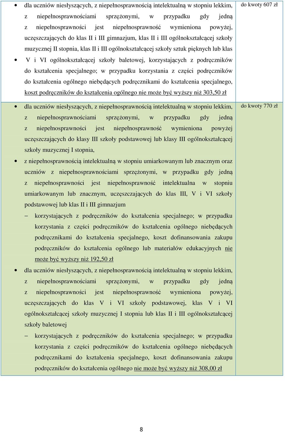 ogólnokształcącej szkoły baletowej, korzystających z podręczników do kształcenia specjalnego; w przypadku korzystania z części podręczników do kształcenia ogólnego niebędących podręcznikami do