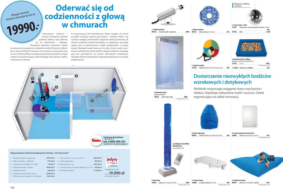 W bsenie z piłkmi ręce i nogi są deliktnie msowne, kul lustrzn wyczrowuje corz to nowe świetlne efekty, wznoszące się pęcherzyki powietrz w słupie wodnym tworzą fscynujący widok.