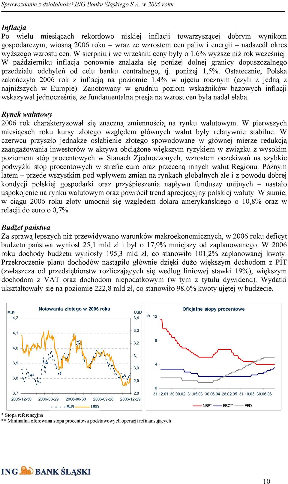 W październiku inflacja ponownie znalazła się poniżej dolnej granicy dopuszczalnego przedziału odchyleń od celu banku centralnego, tj. poniżej 1,5%.