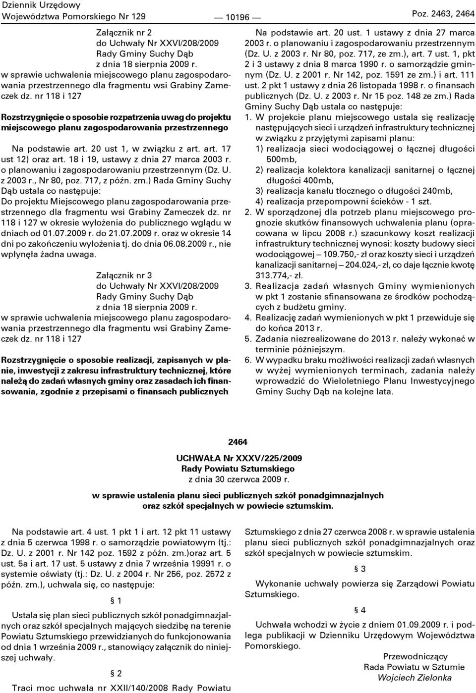 nr 118 i 127 Rozstrzygnięcie o sposobie rozpatrzenia uwag do projektu miejscowego planu zagospodarowania przestrzennego Na podstawie art. 20 ust 1, w związku z art. art. 17 ust 12) oraz art.