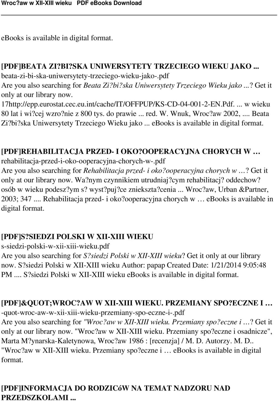 .. Beata Zi?bi?ska Uniwersytety Trzeciego Wieku jako... ebooks is available in [PDF]REHABILITACJA PRZED- I OKO?OOPERACYJNA CHORYCH W rehabilitacja-przed-i-oko-ooperacyjna-chorych-w-.