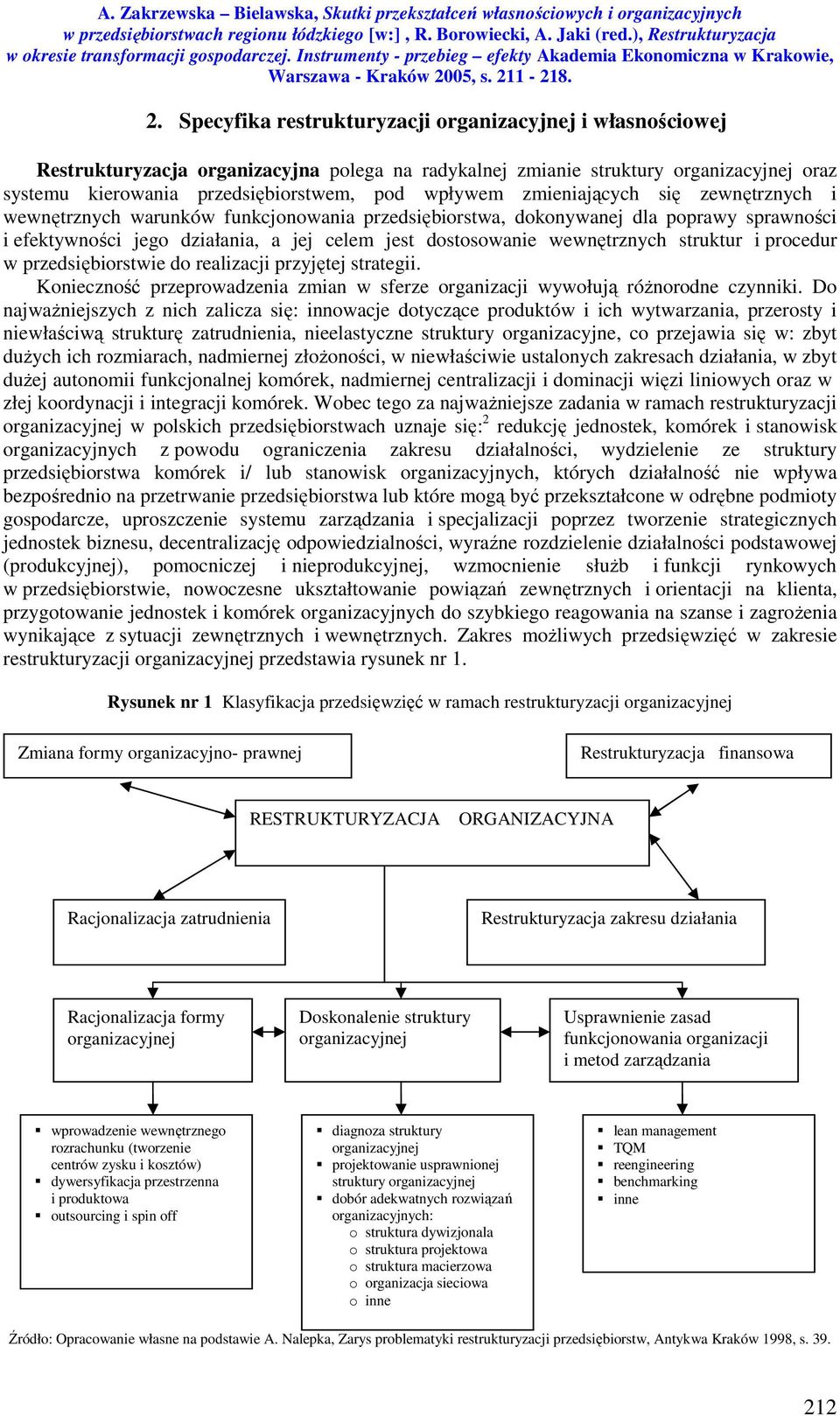 wewnętrznych struktur i procedur w przedsiębiorstwie do realizacji przyjętej strategii. Konieczność przeprowadzenia zmian w sferze organizacji wywołują różnorodne czynniki.