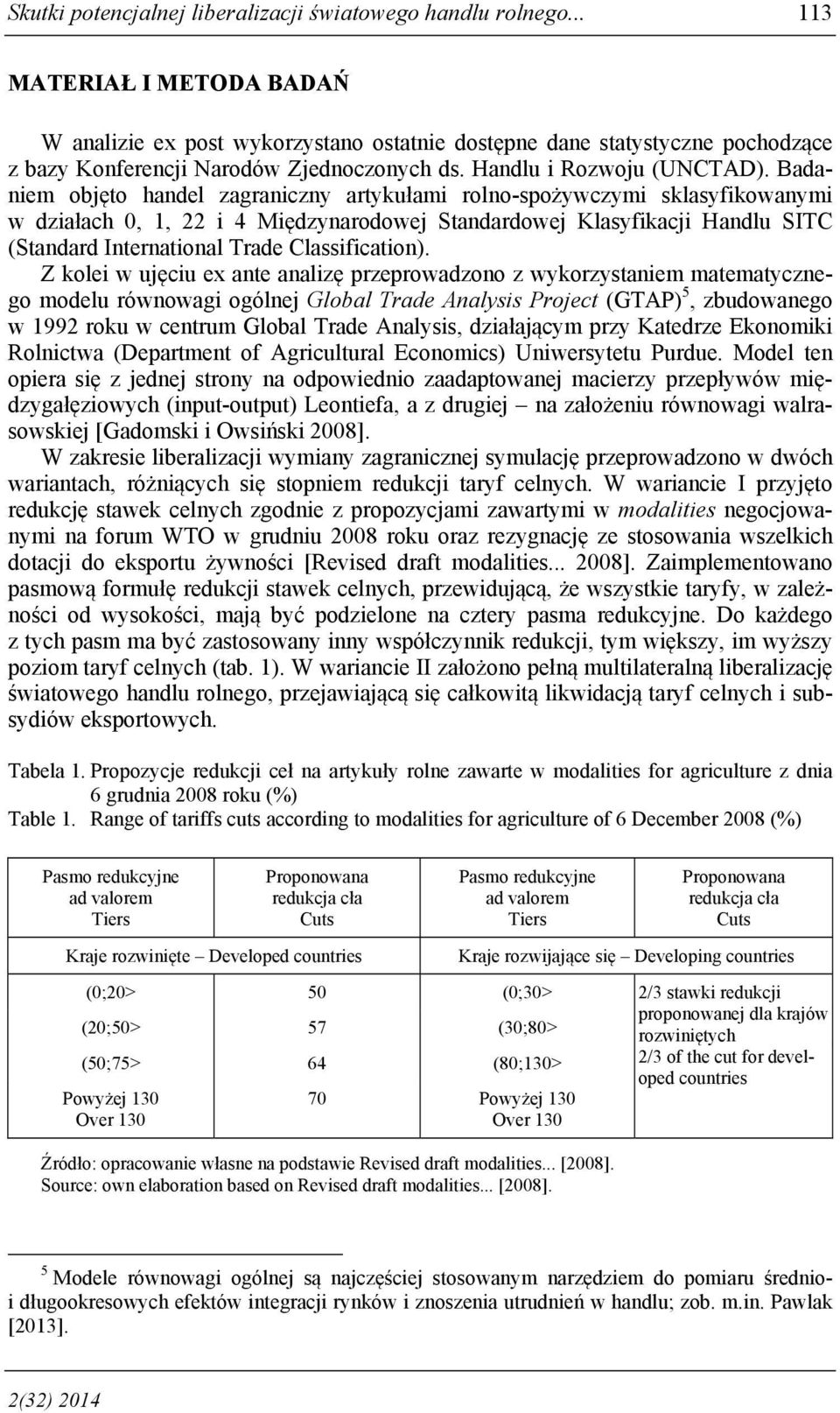 Badaniem objęto handel zagraniczny artykułami rolno-spożywczymi sklasyfikowanymi w działach 0, 1, 22 i 4 Międzynarodowej Standardowej Klasyfikacji Handlu SITC (Standard International Trade