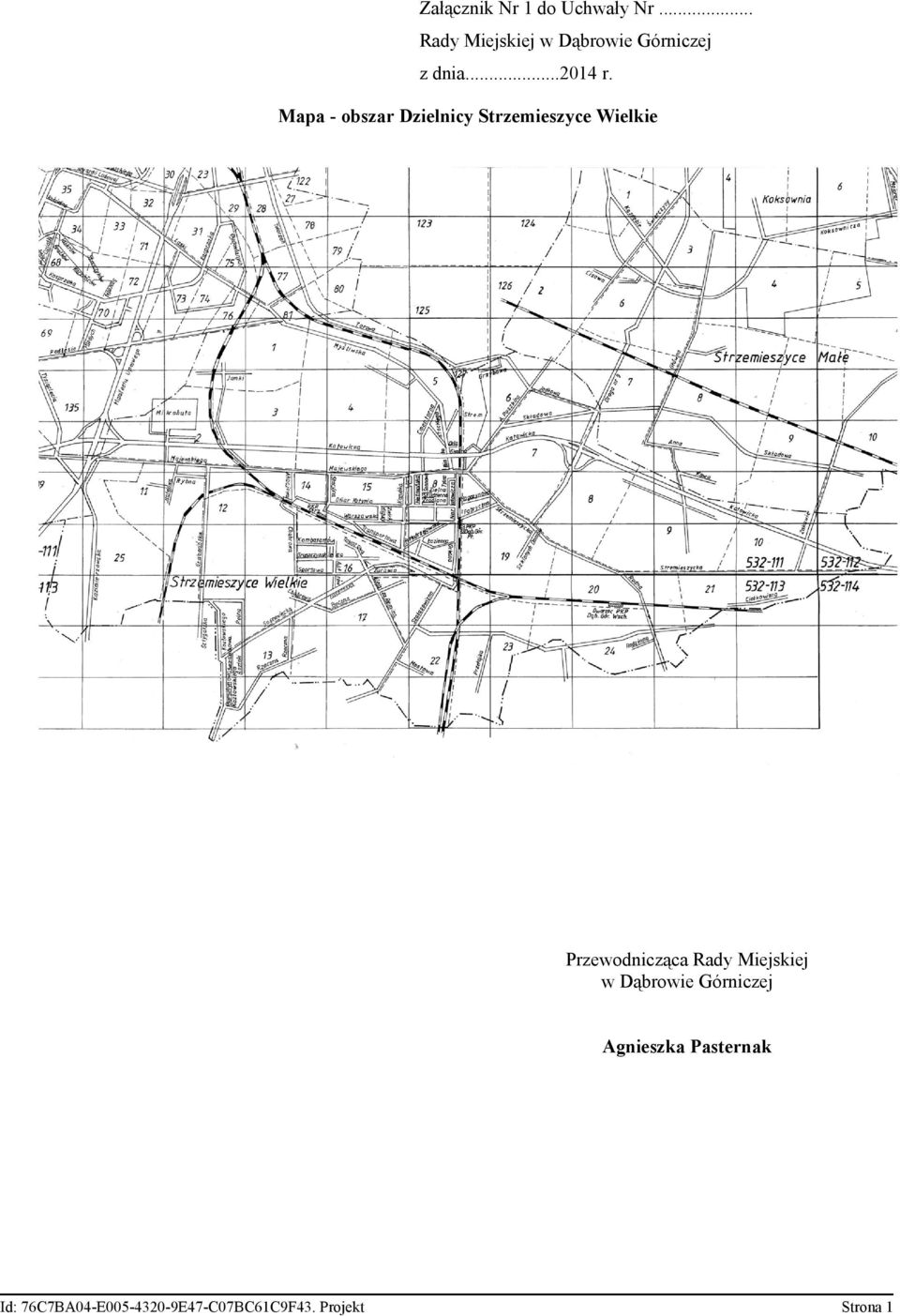 Mapa - obszar Dzielnicy Strzemieszyce Wielkie Przewodnicząca