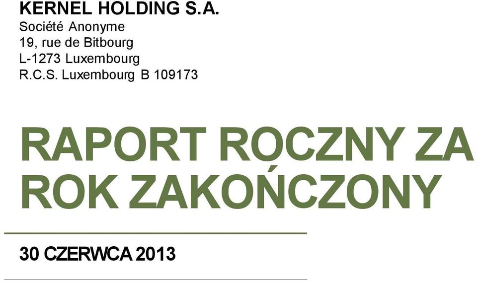 Luxembourg RAPORT ROCZNY