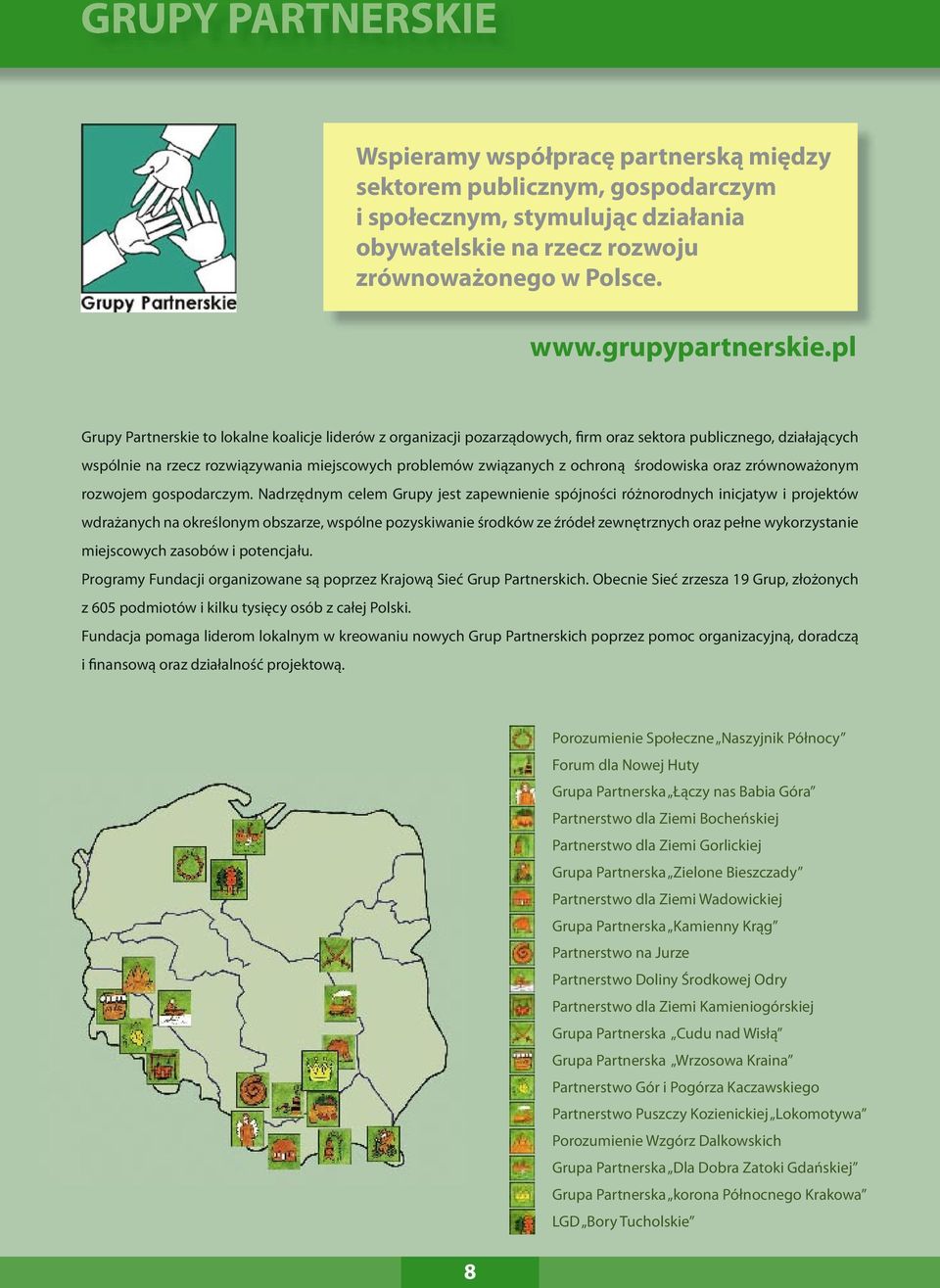 pl Grupy Partnerskie to lokalne koalicje liderów z organizacji pozarządowych, firm oraz sektora publicznego, działających wspólnie na rzecz rozwiązywania miejscowych problemów związanych z ochroną