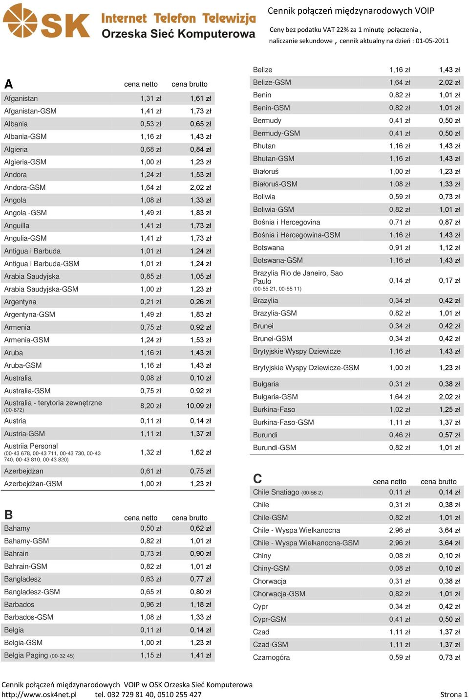 zł Arabia Saudyjska 0,85 zł 1,05 zł Arabia Saudyjska- 1,00 zł 1,23 zł Argentyna 0,21 zł 0,26 zł Argentyna- 1,49 zł 1,83 zł Armenia 0,75 zł 0,92 zł Armenia- 1,24 zł 1,53 zł Aruba 1,16 zł 1,43 zł