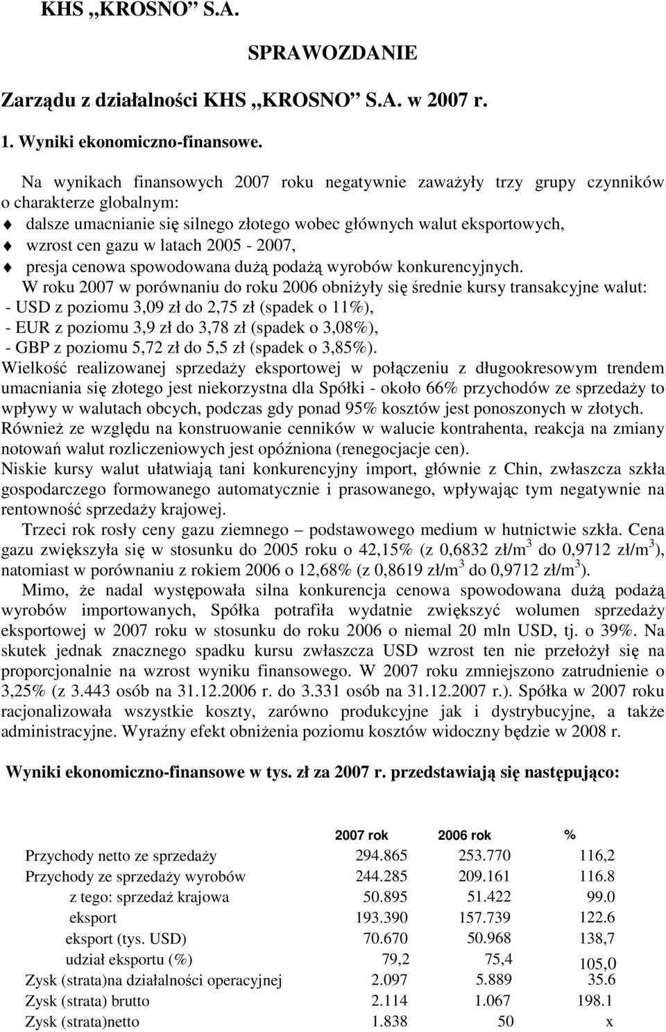 2005-2007, presja cenowa spowodowana dużą podażą wyrobów konkurencyjnych.