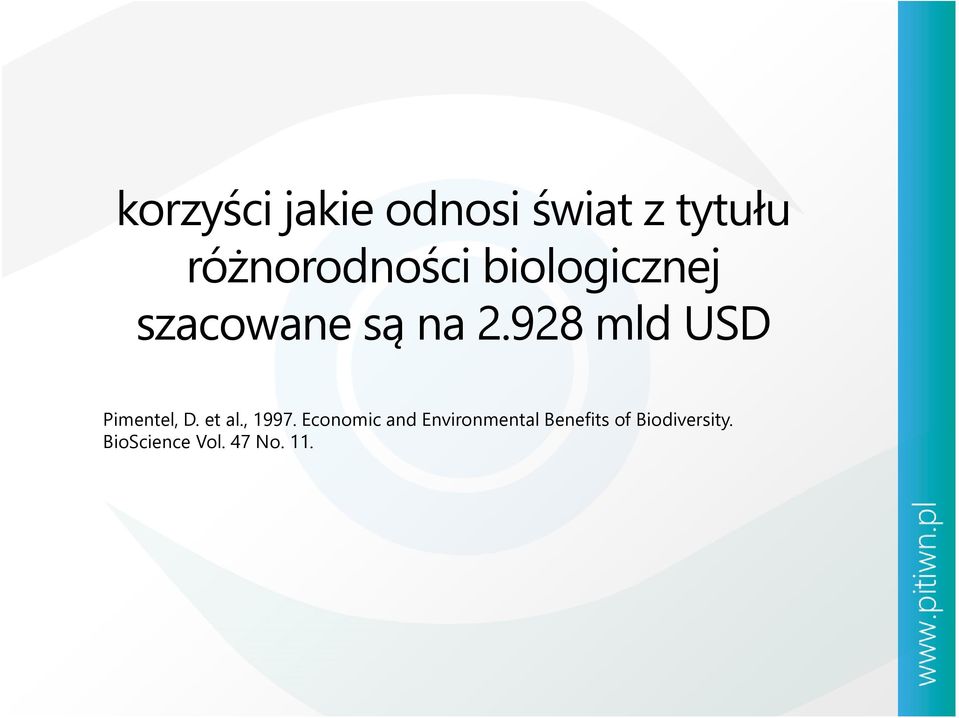 928 mld USD Pimentel, D. et al., 1997.