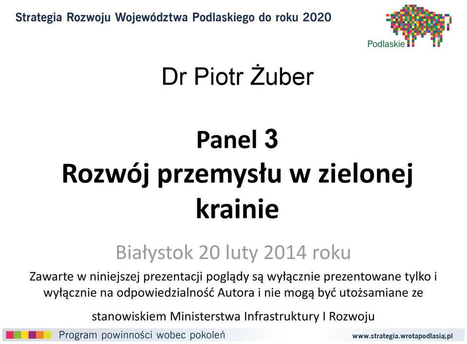 wyłącznie prezentowane tylko i wyłącznie na odpowiedzialność Autora i