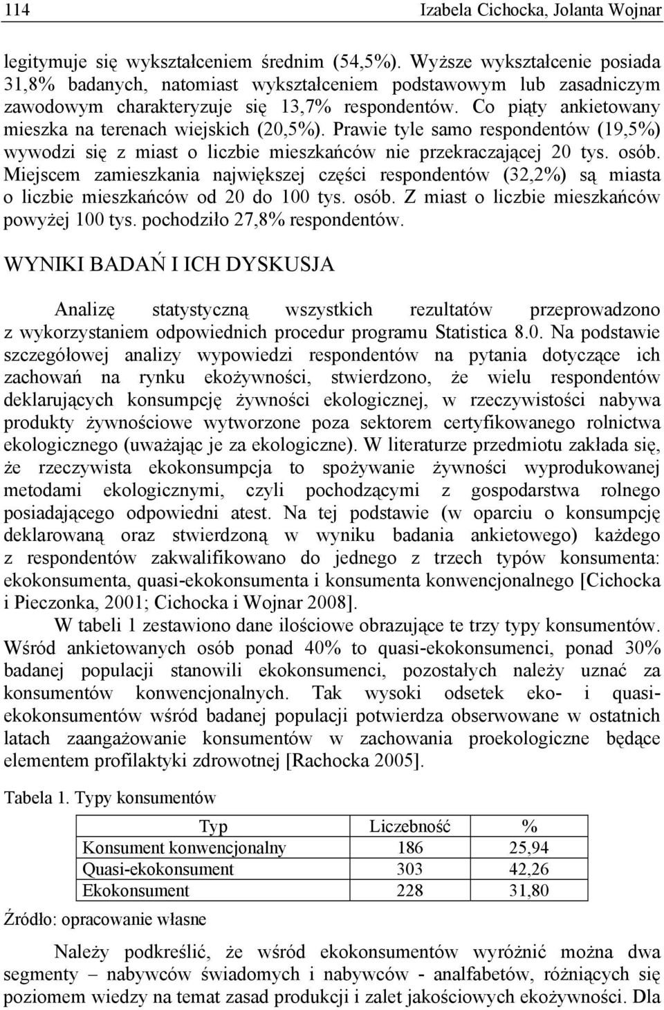 Co piąty ankietowany mieszka na terenach wiejskich (20,5%). Prawie tyle samo respondentów (19,5%) wywodzi się z miast o liczbie mieszkańców nie przekraczającej 20 tys. osób.