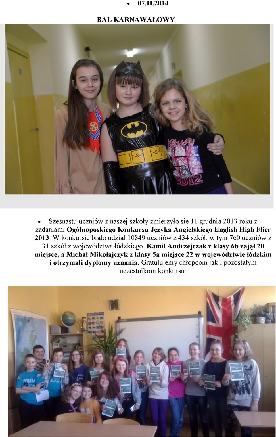 Konkursu Języka Angielskiego English High Flier 2013.