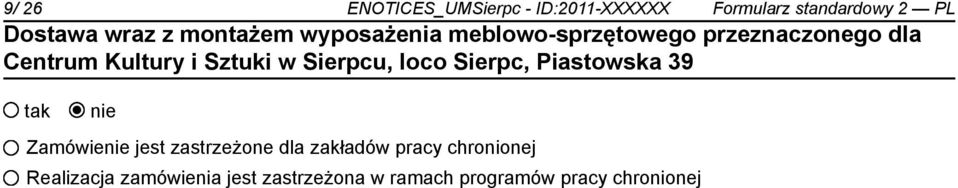 zastrzeżone dla zakładów pracy chronionej