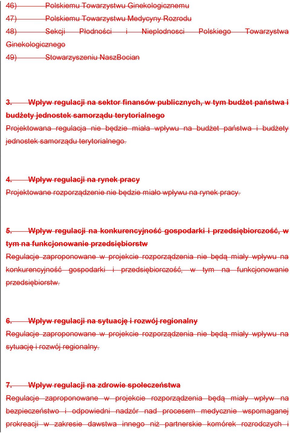 samorządu terytorialnego. 4. Wpływ regulacji na rynek pracy Projektowane rozporządzenie nie będzie miało wpływu na rynek pracy. 5.