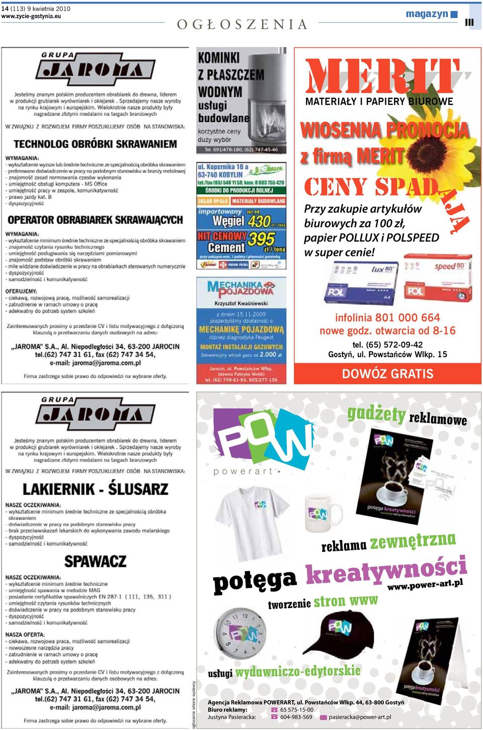 gad ety reklamowe reklama zewn trzna pot ga kreatywno ci tworzenie stron www www.power-art.