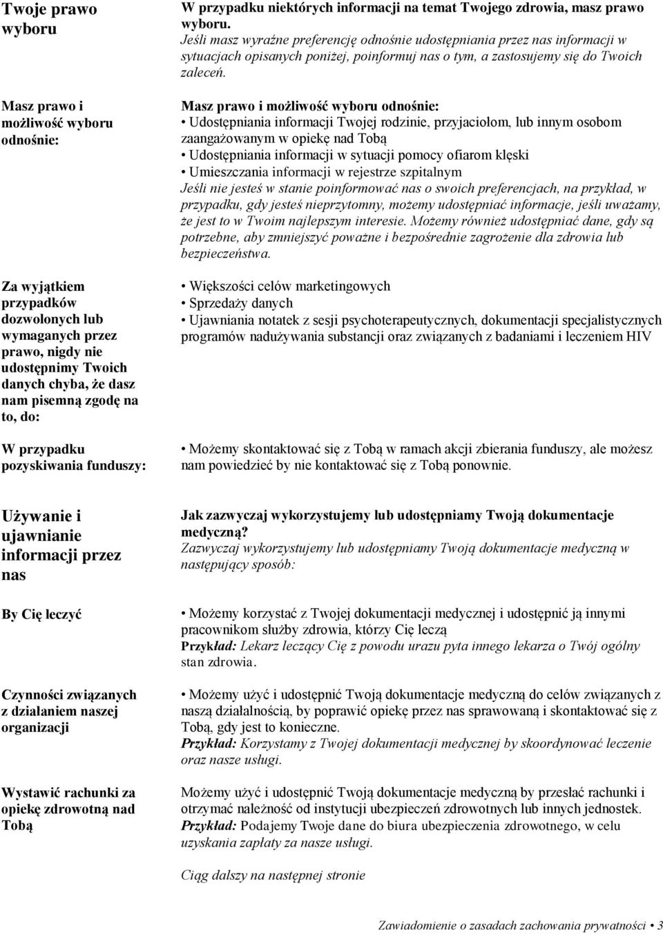 Jeśli masz wyraźne preferencję odnośnie udostępniania przez nas informacji w sytuacjach opisanych poniżej, poinformuj nas o tym, a zastosujemy się do Twoich zaleceń.