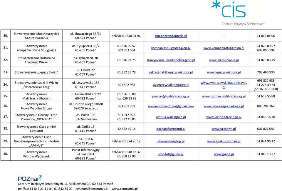 Tysiąclecia 30 61-255 Poznań 61 876 03 75 staropolanie_wielkopolska@op.pl www.staropolanie.pl 61 876 03 75 33. Lepszy Świat 34. 35. 36. 37.