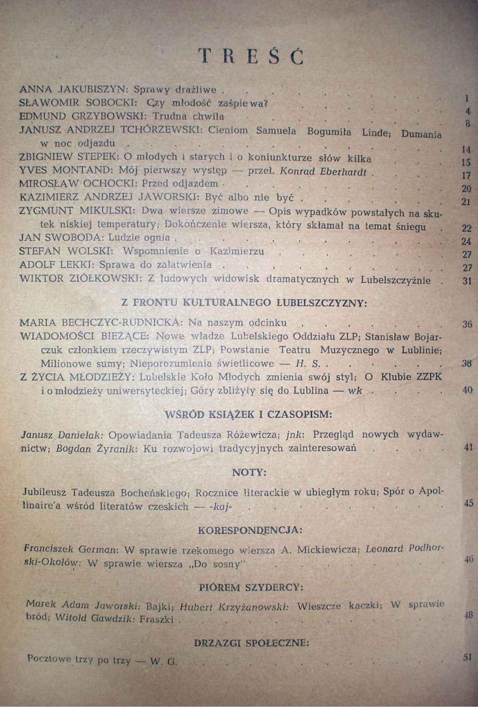 .. 1 ZBIGNIEW STEPEK: O młodych i starych i o koniunkturze słów kilka f i YVES MONTAND: Mój pierwszy występ przeł. Konrad Eberhardt.