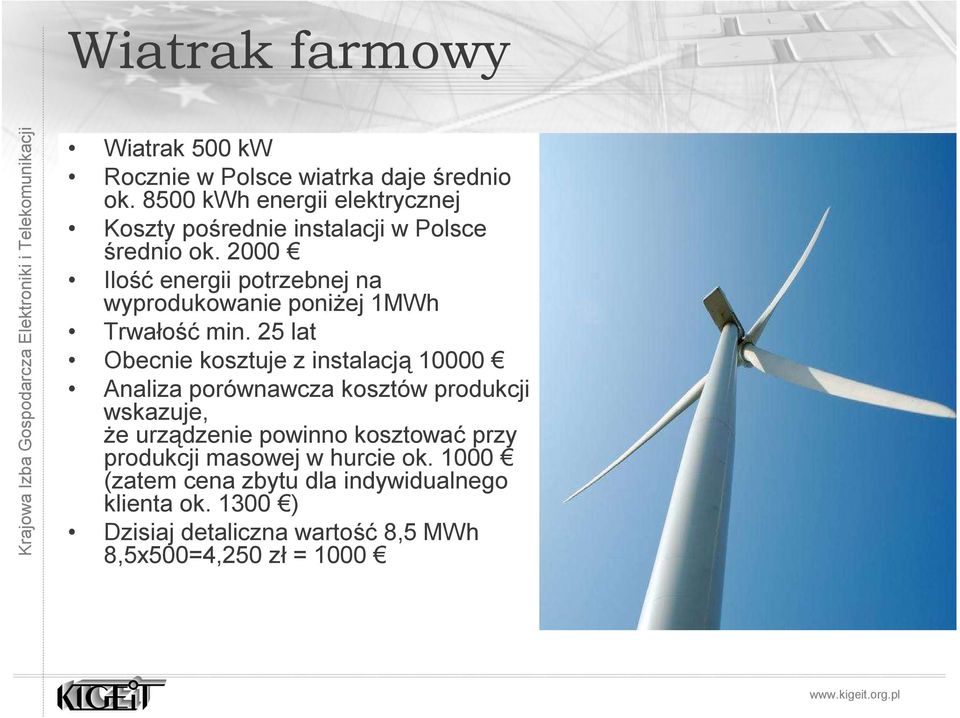 2000 Ilość energii potrzebnej na wyprodukowanie poniżej 1MWh Trwałość min.