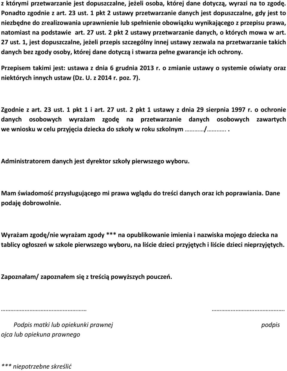 2 pkt 2 ustawy przetwarzanie danych, o których mowa w art. 27 ust.