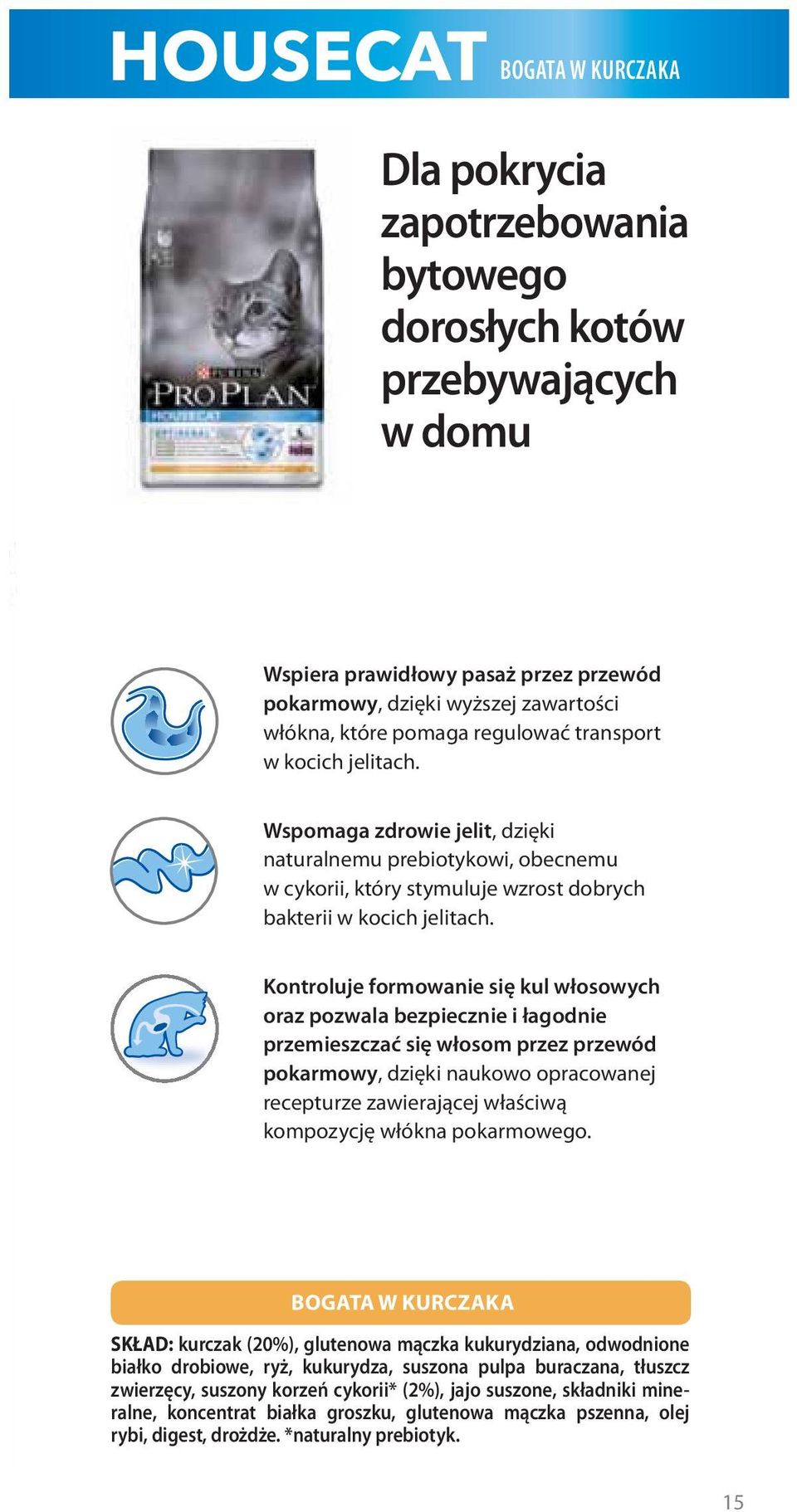 Kontroluje formowanie się kul włosowych oraz pozwala bezpiecznie i łagodnie przemieszczać się włosom przez przewód pokarmowy, dzięki naukowo opracowanej recepturze zawierającej właściwą kompozycję