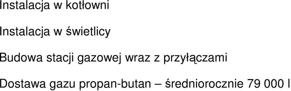 wraz z przyłączami Dostawa gazu