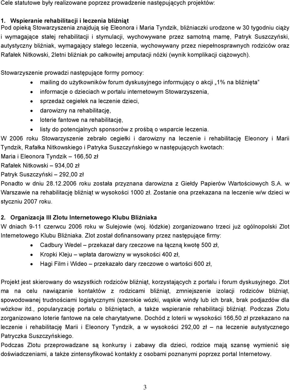 wychowywane przez samotną mamę, Patryk Suszczyński, autystyczny bliźniak, wymagający stałego leczenia, wychowywany przez niepełnosprawnych rodziców oraz Rafałek Nitkowski, 2letni bliźniak po